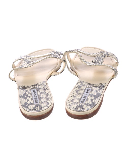 Manolo Blahnik Leather Animal Print Slides