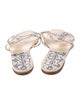 Manolo Blahnik Leather Animal Print Slides