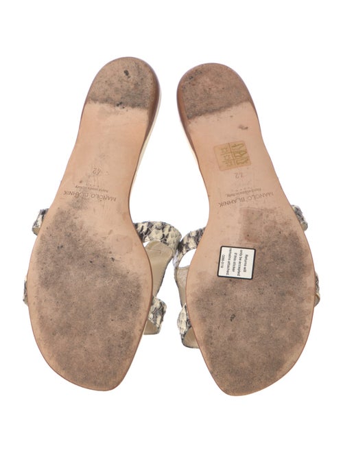 Manolo Blahnik Leather Animal Print Slides