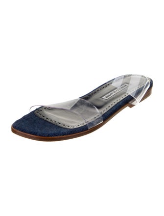 Manolo Blahnik Denim Slides