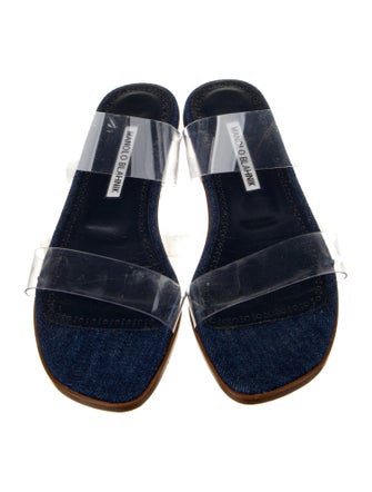 Manolo Blahnik Denim Slides