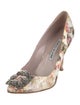 Manolo Blahnik Hangisi Floral Print Pumps