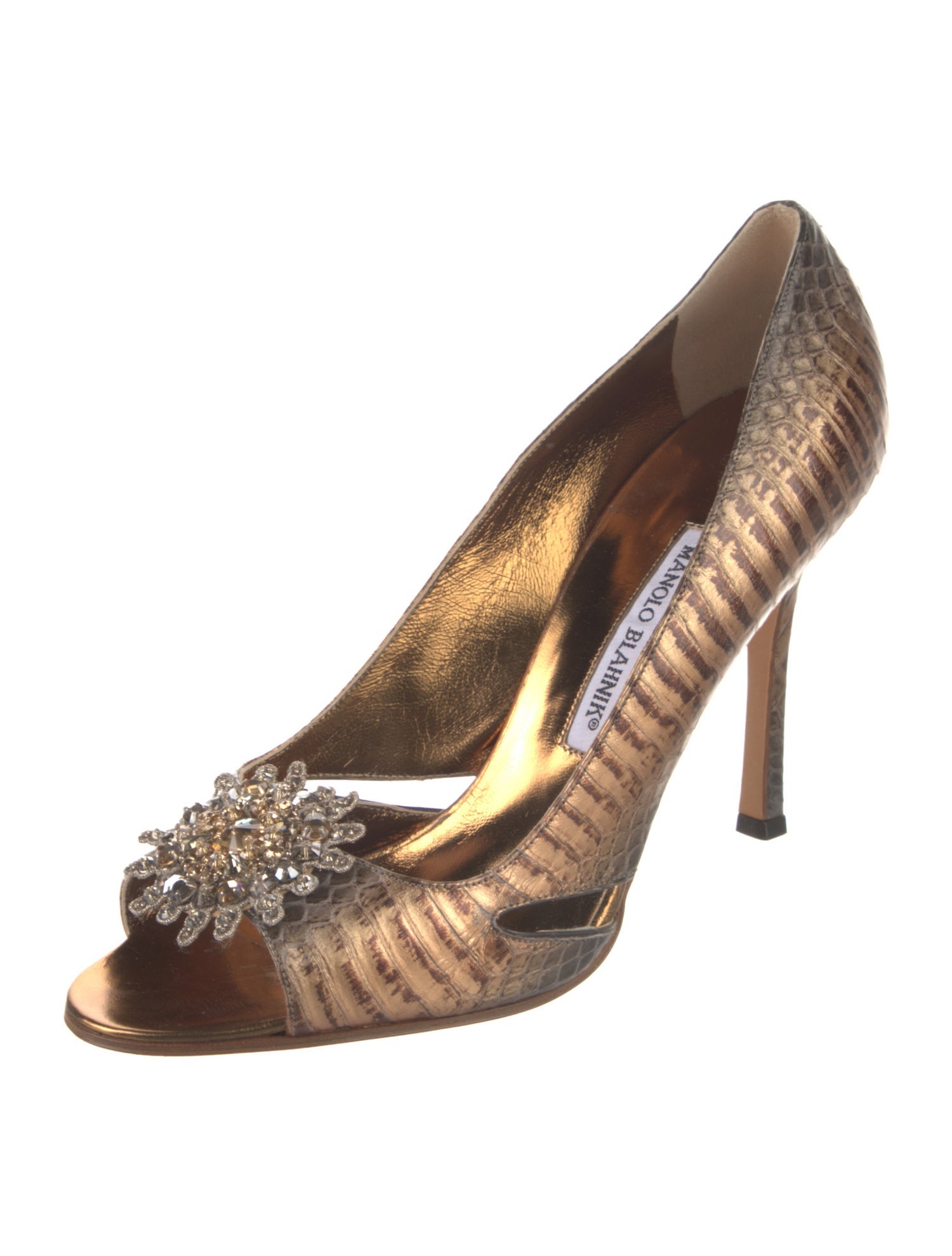 Manolo Blahnik Leather Animal Print Pumps