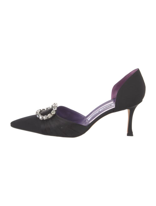 Manolo Blahnik Satin Crystal Embellishments D'Orsay Pumps