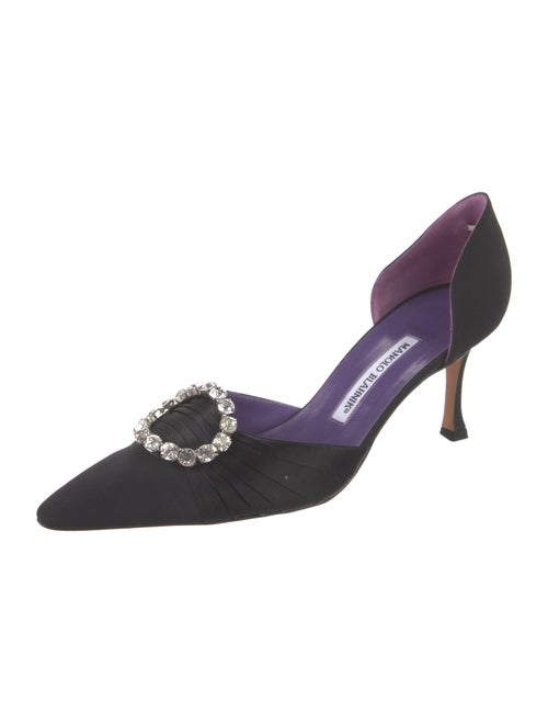 Manolo Blahnik Satin Crystal Embellishments D'Orsay Pumps