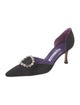 Manolo Blahnik Satin Crystal Embellishments D'Orsay Pumps