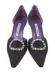 Manolo Blahnik Satin Crystal Embellishments D'Orsay Pumps