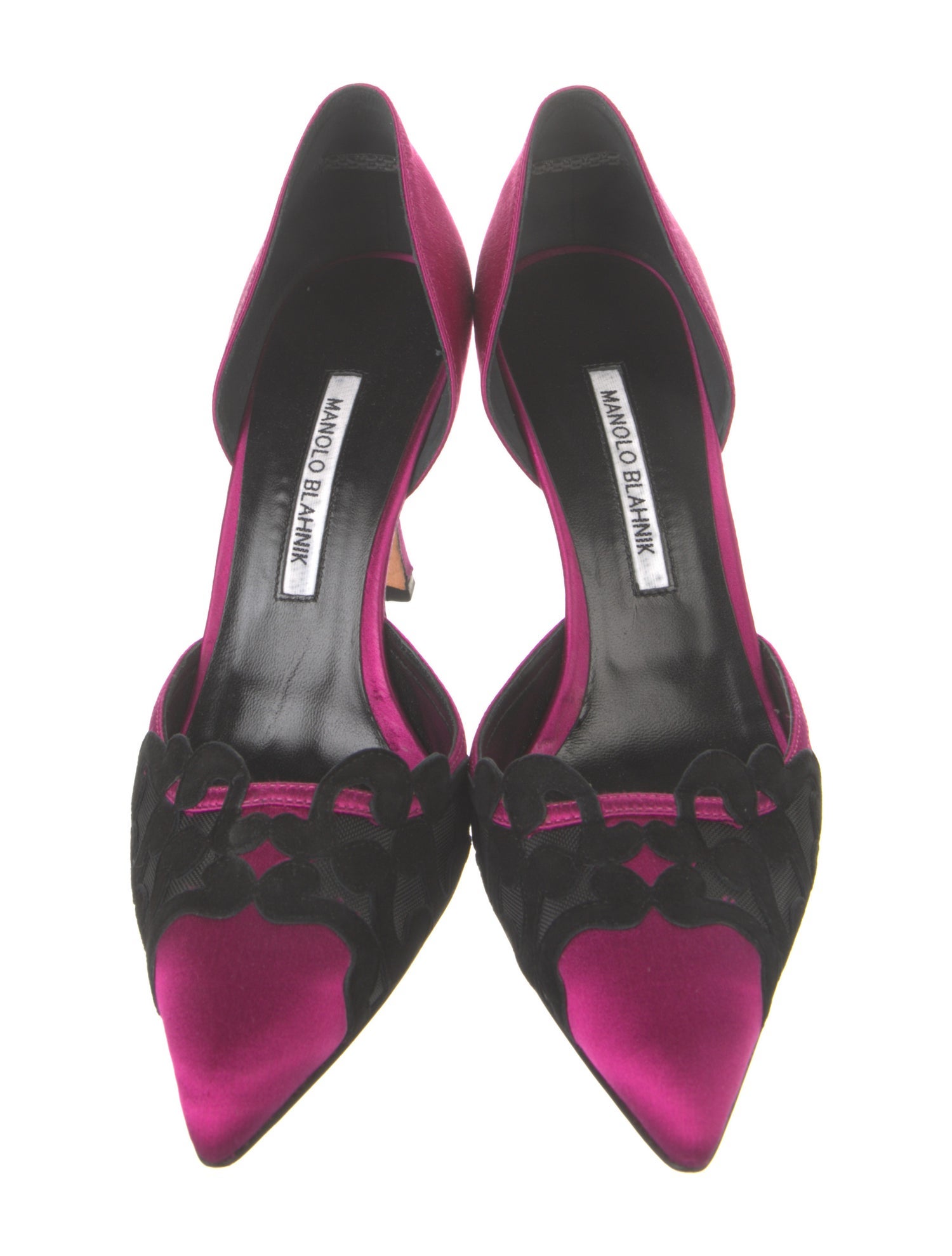 Manolo Blahnik Satin Crystal Embellishments D'Orsay Pumps