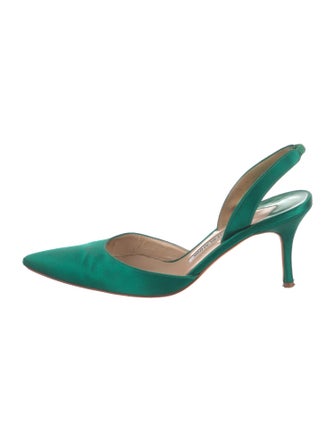 Manolo Blahnik Carolyne Satin Slingback Pumps