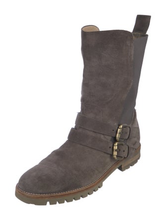 Manolo Blahnik Suede Combat Boots