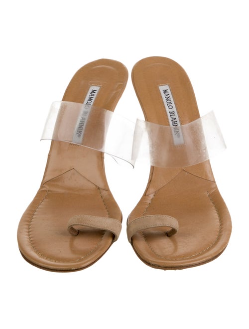 Manolo Blahnik PVC Leather Trim Embellishment Slides