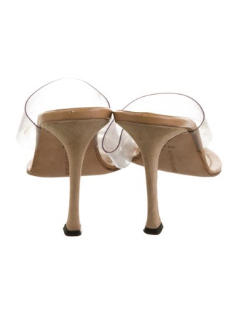 Manolo Blahnik PVC Leather Trim Embellishment Slides