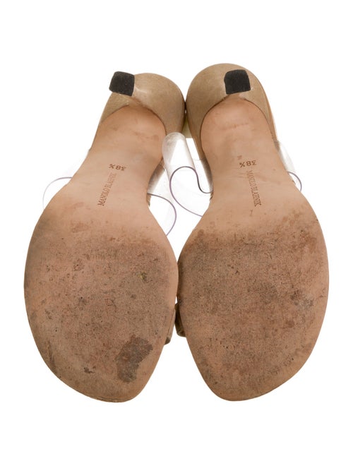 Manolo Blahnik PVC Leather Trim Embellishment Slides