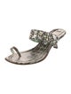 Manolo Blahnik Leather Crystal Embellishments Slides