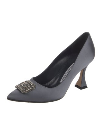 Manolo Blahnik Satin Crystal Embellishments Pumps