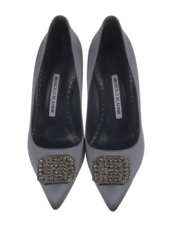 Manolo Blahnik Satin Crystal Embellishments Pumps