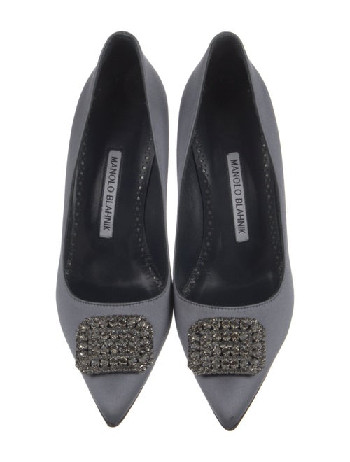 Manolo Blahnik Satin Crystal Embellishments Pumps