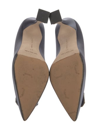 Manolo Blahnik Satin Crystal Embellishments Pumps