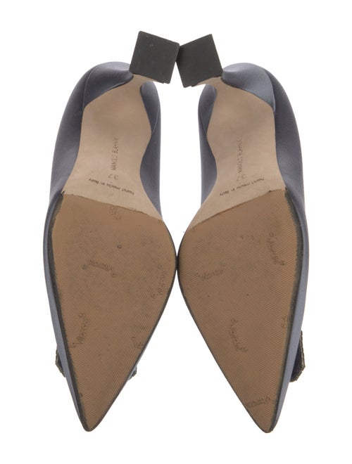 Manolo Blahnik Satin Crystal Embellishments Pumps