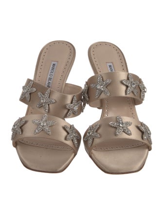 Manolo Blahnik Ostria Satin Slides