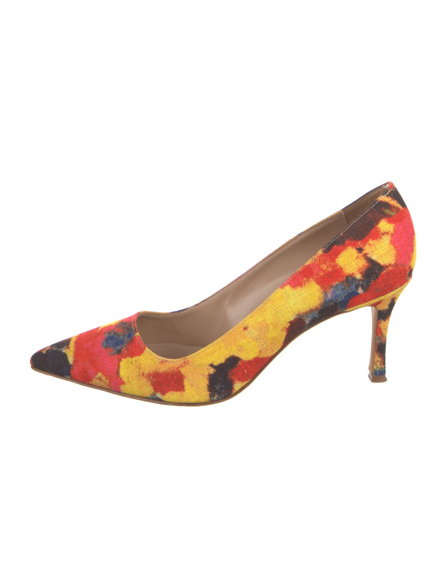 Manolo Blahnik BB Fabric Watercolor Canvas Pumps