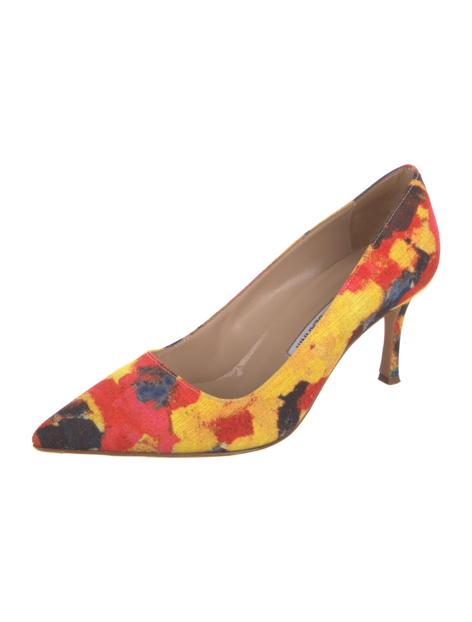 Manolo Blahnik BB Fabric Watercolor Canvas Pumps