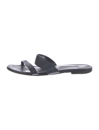 Manolo Blahnik Serrato Leather Slides