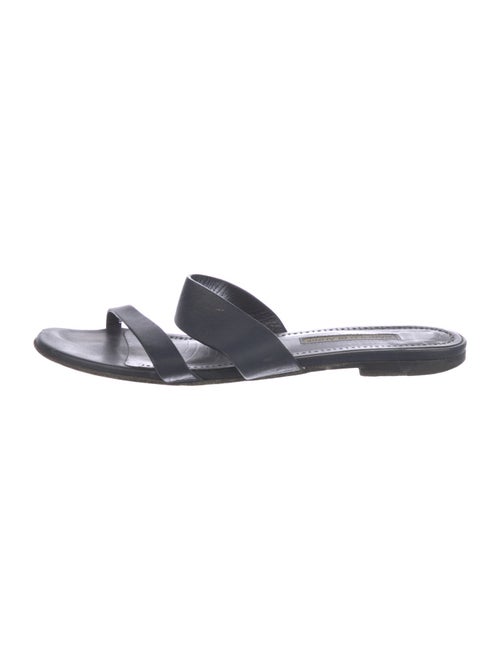 Manolo Blahnik Serrato Leather Slides
