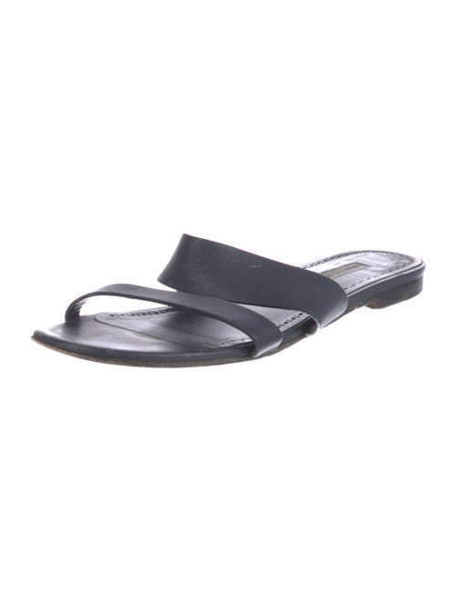 Manolo Blahnik Serrato Leather Slides