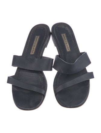 Manolo Blahnik Serrato Leather Slides