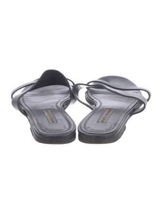 Manolo Blahnik Serrato Leather Slides