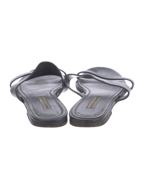 Manolo Blahnik Serrato Leather Slides