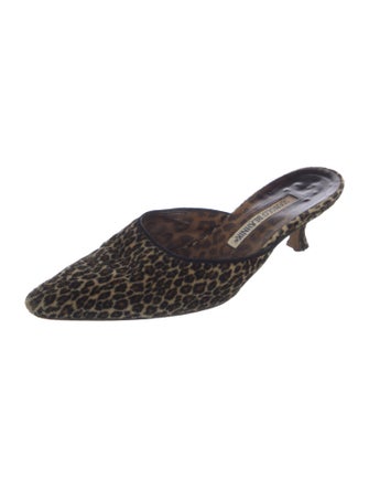 Manolo Blahnik Velvet Printed Mules