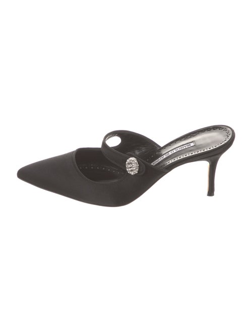 Manolo Blahnik Camparimu Jewel Satin Mules