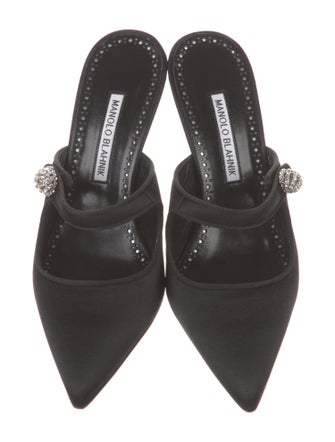 Manolo Blahnik Camparimu Jewel Satin Mules