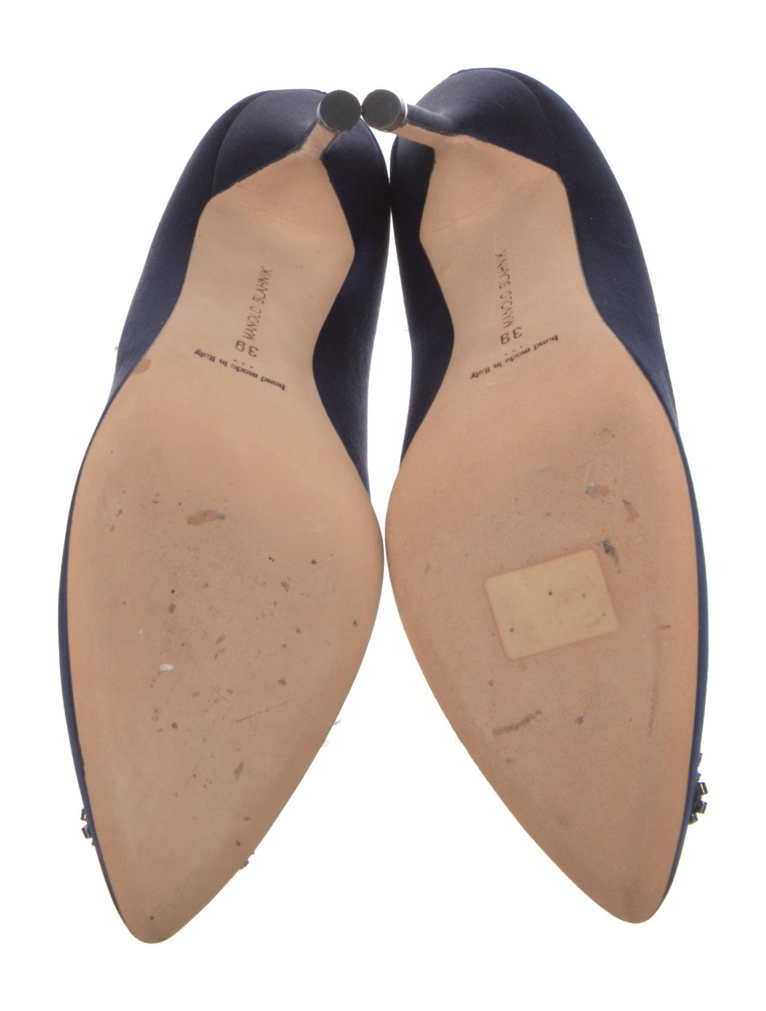 Manolo Blahnik Satin Crystal Embellishments Pumps