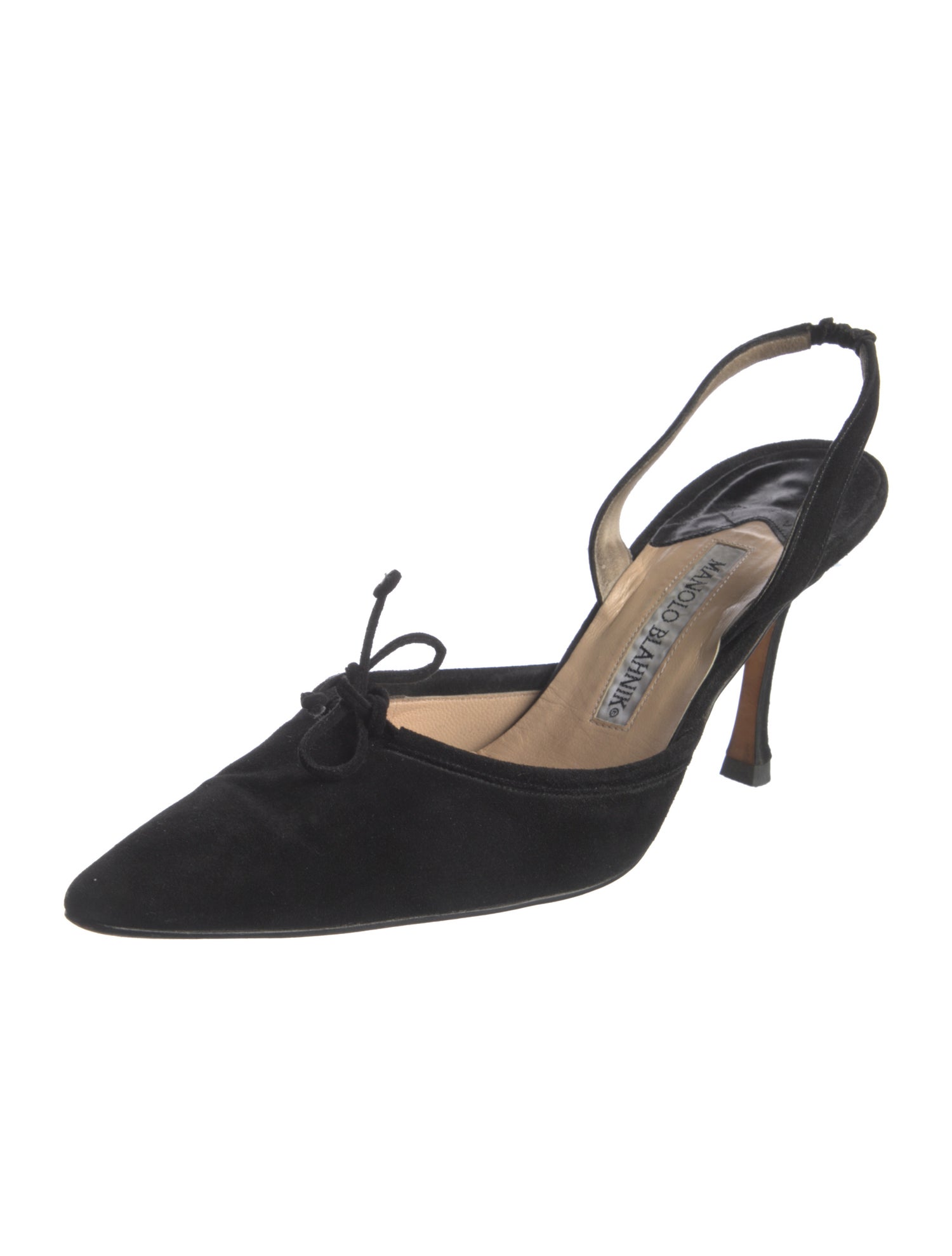 Manolo Blahnik Suede Bow Accents Slingback Pumps
