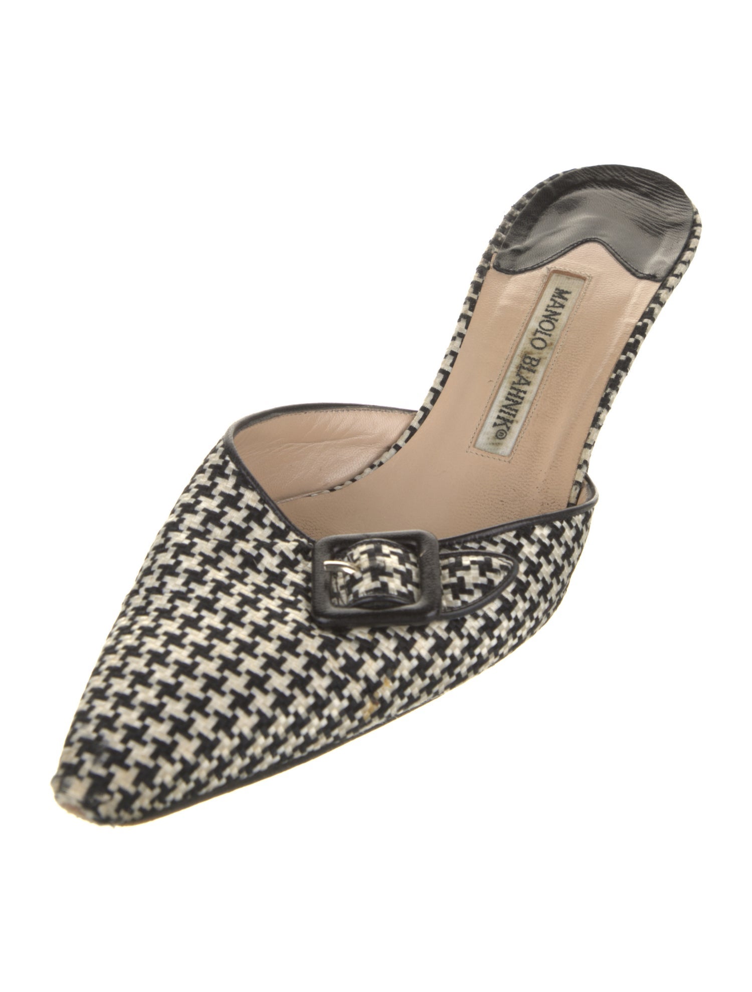 Manolo Blahnik Houndstooth Printed Mules