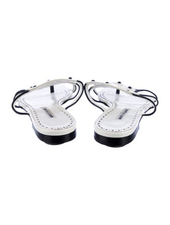 Manolo Blahnik Patent Leather Colorblock Pattern Slides