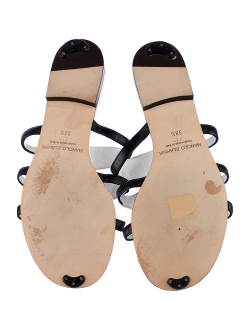 Manolo Blahnik Patent Leather Colorblock Pattern Slides