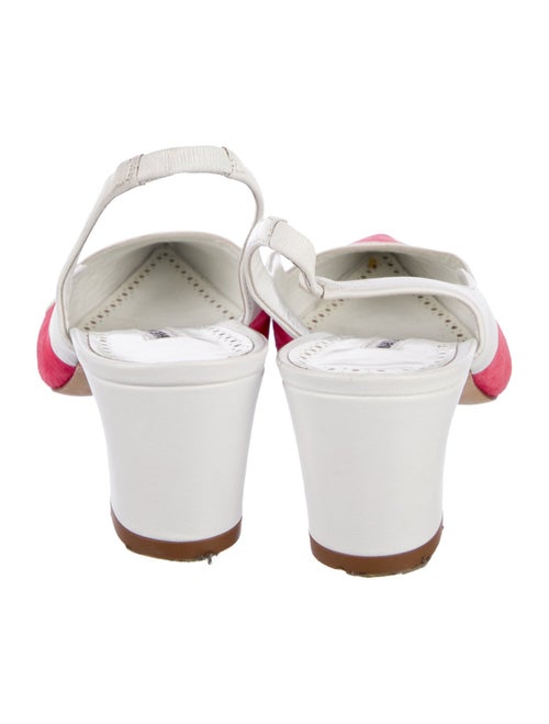 Manolo Blahnik Suede Colorblock Pattern Slingback Pumps