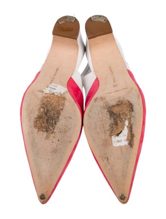 Manolo Blahnik Suede Colorblock Pattern Slingback Pumps