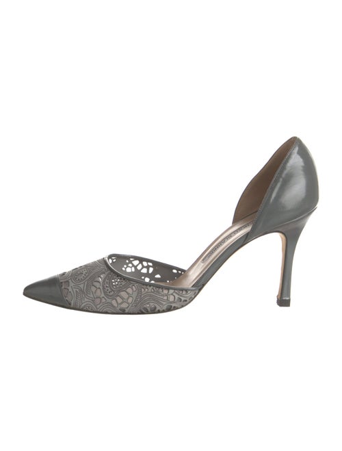Manolo Blahnik Leather Patterned D'Orsay Pumps