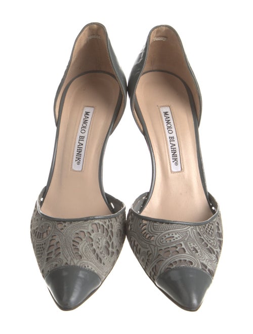 Manolo Blahnik Leather Patterned D'Orsay Pumps