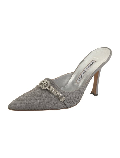 Manolo Blahnik Crystal Embellishments Mules