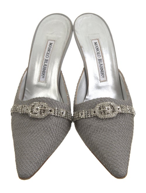 Manolo Blahnik Crystal Embellishments Mules