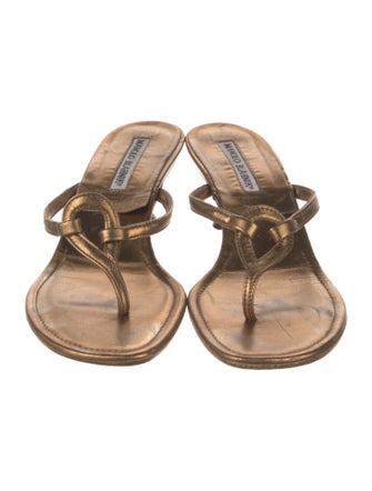 Manolo Blahnik Leather Slides