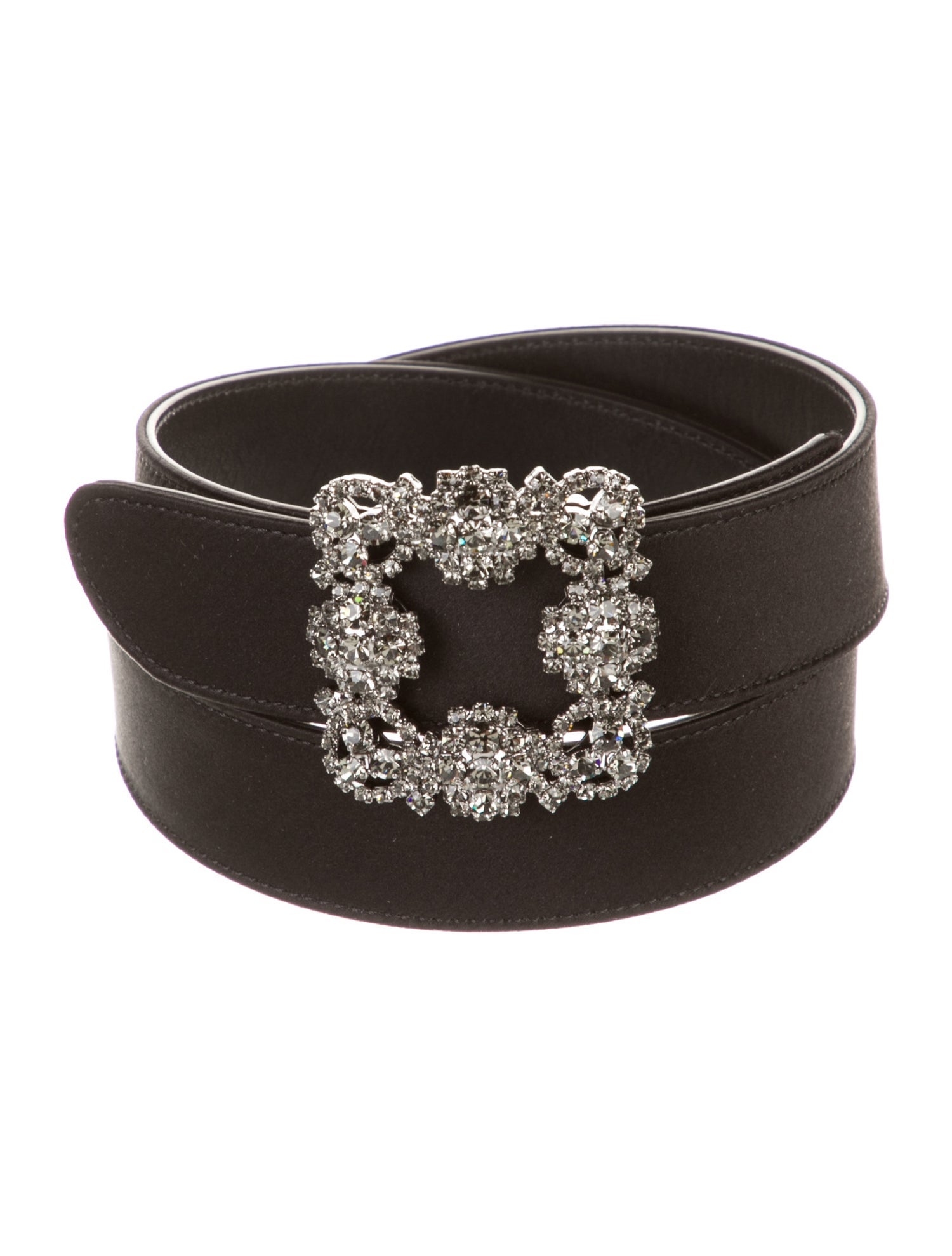 Manolo Blahnik Satin Crystal Embellishments Belt