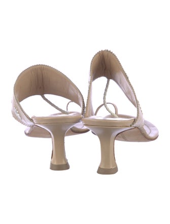 Manolo Blahnik Leather Floral Print Flip Flops