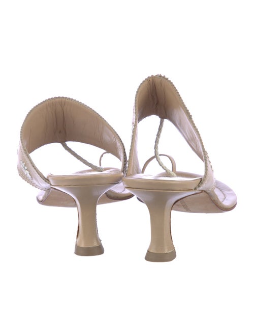 Manolo Blahnik Leather Floral Print Flip Flops